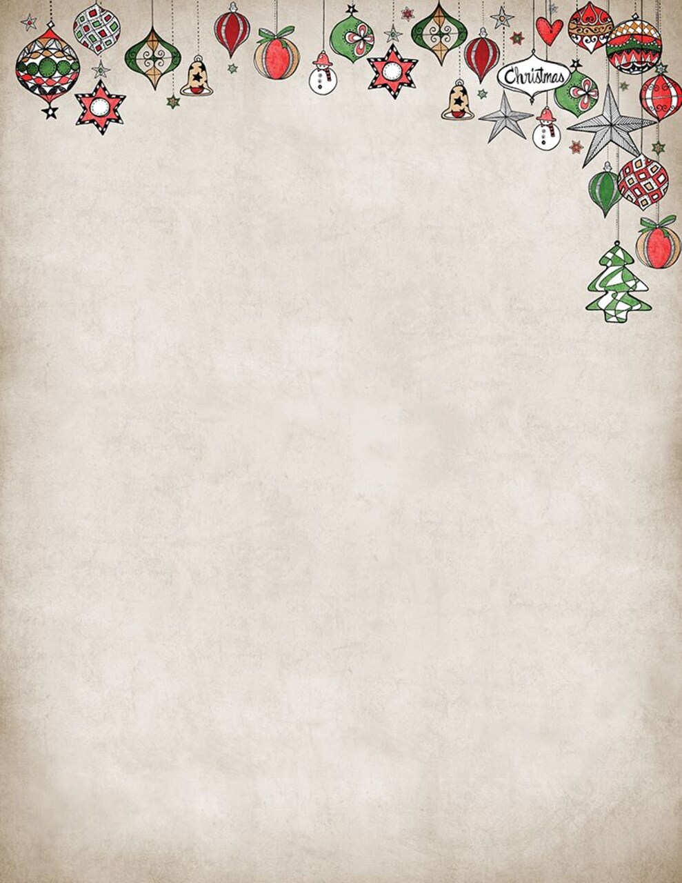 Great Papers! Vintage Ornaments Holiday Letterhead, Invitations and Announcements, Printer Friendly, 8.5"x11", 80 Pack